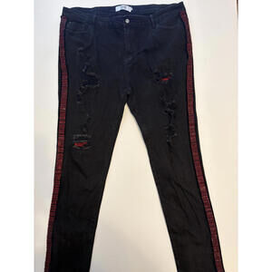 DNA Premium Blk Skinny Red Rhinestone Jeans (Size 44x32)